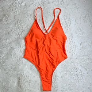 MATTE COLLECTION orange bathing suit size small